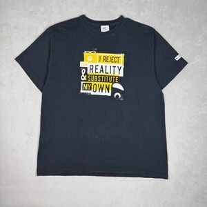 2010s Mens MythBusters I Reject Your Reality Graphic Tee Science Black XL